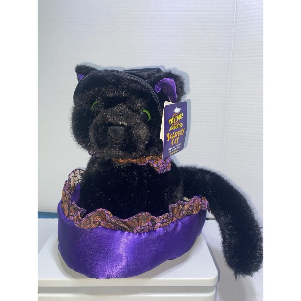 Halloween Black Scaredy Cat Sound Singing Dandee Plush Stuffed Animal  Works